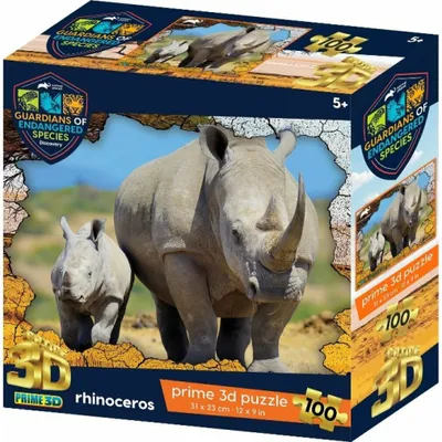 Produktbild von PRIME 3D Puzzle Tierplanet: Gefä hrdete Arten - Rhinozeros 3D 100 Teile