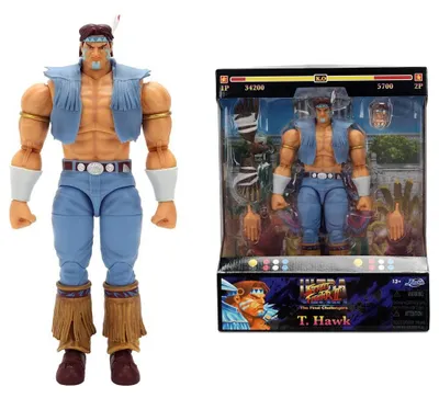 Productafbeelding van Jada Toys Street Fighter II actiefiguur T. Hawk, 17 cm – Verzamelfiguur uit de videogameklassieker