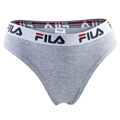 Obrázok produktu pre Dámske brazílske nohavičky FILA - nohavičky, pás s logom, bavlnený elastický materiál, jednofarebné, XS-XL Grey L