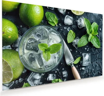 Produktbild von Glasbild 90x60cm in XXL für Wohnzimmer, Schlafzimmer Motiv Frische Limetten