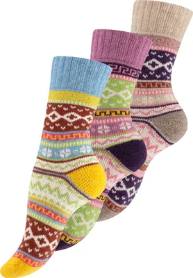 Produktbild von Vincent Creation® 3 Paar Bunte Norwegersocken Hygge Socken 35-38