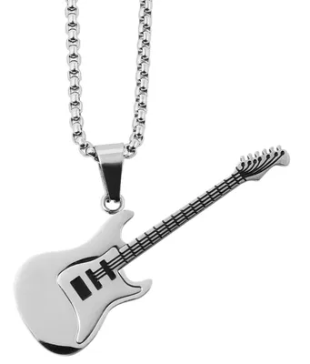 Produktbild von Halskette mit Anhänger Gitarre silberfarbig Edelstahlkette