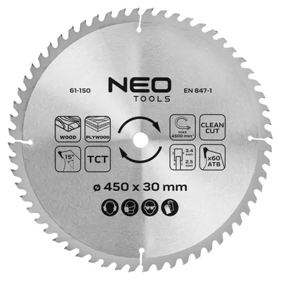 Immagine prodotto di Disco per sega circolare, lama per seghetto, 450 x 30 mm, 60 denti