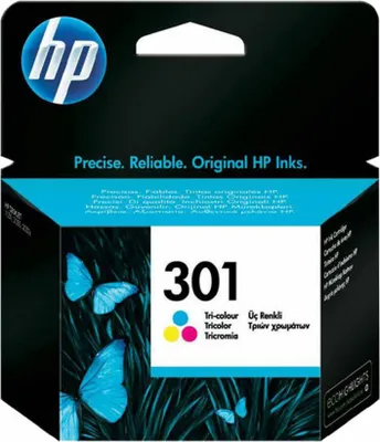 Zdjęcie produktu dla HP 301 oryginalny wkład atramentowy trójkolorowy, Standardowa wydajność, Cyjan, Purpurowy, Żółty, Atrament barwnikowy, 3 ml, 1 szt., 150 stron(y)