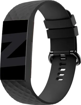 Produktbild von Bandz Silikonarmband 'Classic' passend für Fitbit Charge 3 - Schwarzes Silikonarmband - Größe L