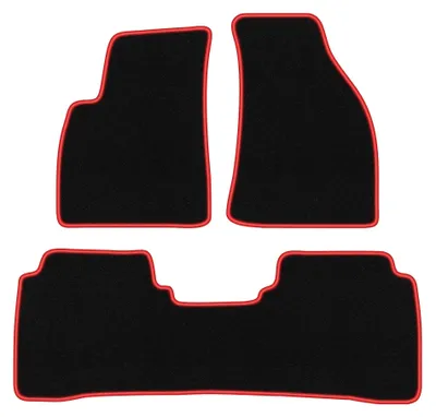 Image de Tapis de sol en moquette pour Hyundai SantaFe I 2000-2006 (SUV) – jeu 4 pièces, noir/rouge, sur mesure – Wielganizator CARLUX