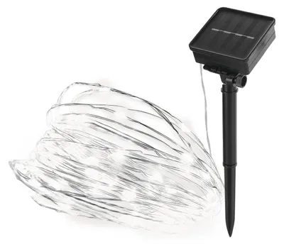 Solar-Lichterkette, 120 LED, neutralweiß, 12+3 m, für außen