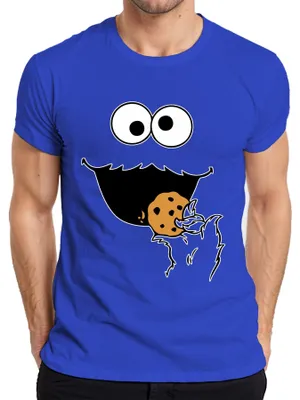 Productafbeelding van Keksmonster, grappig T-shirt voor heren, met afbeelding van koekjeskruimels, carnaval/vastenavond, blauw, maat M