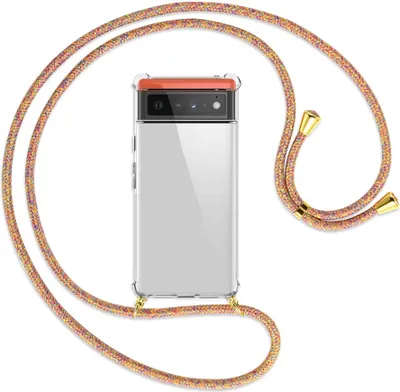 Produktbild von Handykette Backcover-Schutzhülle mit Band (Metall goldfarben) für Google Pixel 6 - Rainbow
