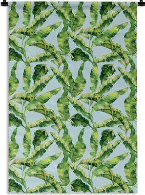Produktbild von MuchoWow® Wandteppich Wandbehang Vintage - Grün - Blätter 90x135 cm Tapisserie Dekoration Wandtuch - Baumwolle - Wandskulptur