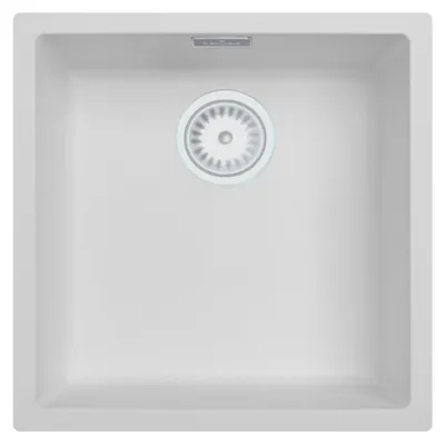 Immagine prodotto di Lavello da cucina 40x40 cm, bianco, da incasso, con sifone di scarico bianco Pure.Sink