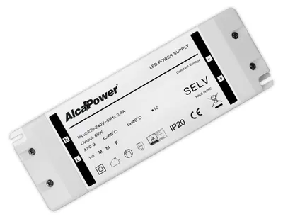 Zdjęcie produktu dla Zasilacz impulsowy Alcapower 12V 5A 60W IP20 do oświetlenia, z zabezpieczeniem przed przeciążeniem, przepięciem i zwarciem