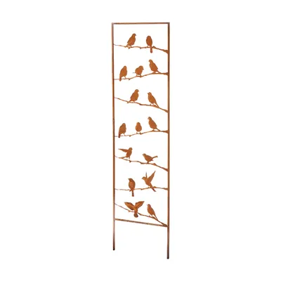 Produktbild von Korek ogrodowy Kobolo VÖGEL słupek do wspinaczki słupek do wspinaczki ogrodzenie łóżka natura krata metalowa - brązowy - naturalna rdza - 39x1x139 cm - ogród taras strefa wejściowa