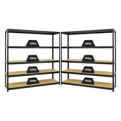 Produktbild von Mega Deal | 2x Schwerlastregal Giant Elephant | HxBxT 180x180x45cm | Fachlast 200kg | Schwarz