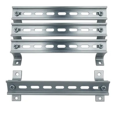 Produktbild von ARLI Hutschienen Set 4x 200 mm + 8x Schrägwinkel M5 Tragschiene 35 x 7 mm Stahl verzinkt Schaltschrank Halterung