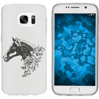 Produktbild von PhoneNatic Case kompatibel mit Samsung Galaxy S7 Silikon-Hülle Floral Pferd M5-1