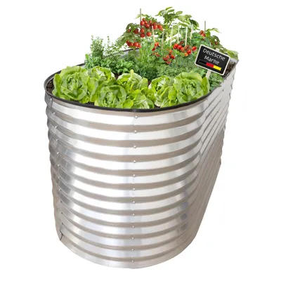 Produktbild von Hochbeet Metall oval 160x80x78cm Silber, Pflanzbeet, Gartenbeet