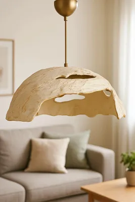 Produktbild von Opviq, Hochwertiger Kronleuchter, Metallkörper, Cremefarben, verstellbare Höhe 20-75 cm, Ø45 cm, IP20, E27 Fassung, max. 40 W, ideal für modernes Wohnen & stilvolle Akzente.