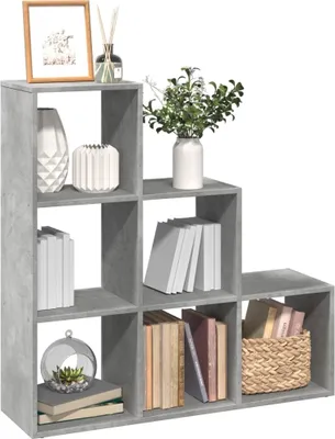 Produktbild von Maison Exclusive - Raumteiler-Bücherregal 3 Etagen Betongrau 99x29x99 cm
