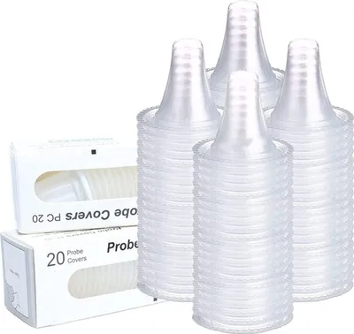 Produktbild von 100 Stück Sondenabdeckungen für Ohrthermometer, Einweg-Nachfüllkappen, Linsenfilter, kompatibel mit allen Modellen digitaler Thermometer