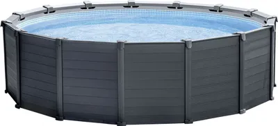 Produktbild von INTEX 26384GS Frame Pool 478x124cm Graphit Set Sandfilterpumpe Leiter Abdeckplane