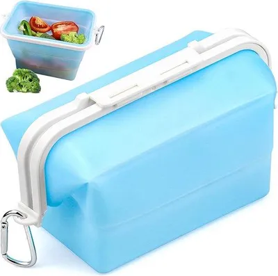 Produktbild von Unyqoos® Frischhaltedose faltbar 1500 ml – wiederverwendbare Lebensmittelbox, mikrowellen- & gefriergeeignet, blau