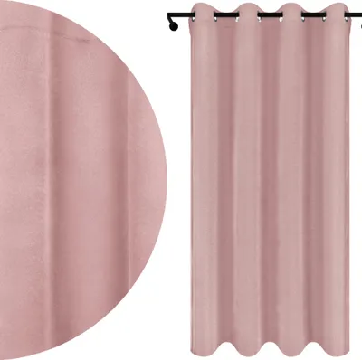 Produktbild von Fertig Vorhang aus Velours mit Ösen 140x240 cm Puderrosa Rosa Blickdichte Gardine für Wohnzimmer