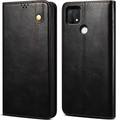 Produktbild von OPPO A35 Hülle, Leder Flip Brieftasche Schutzhülle für OPPO A35 Schwarz