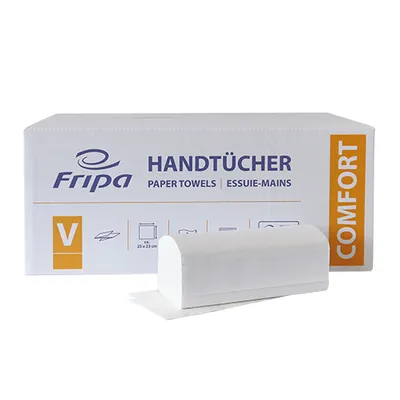 Produktbild von 89600 Blatt Handtuchpapier V-Falz 25 cm x 23 cm hochweiss Comfort 2-lagig (20x160)