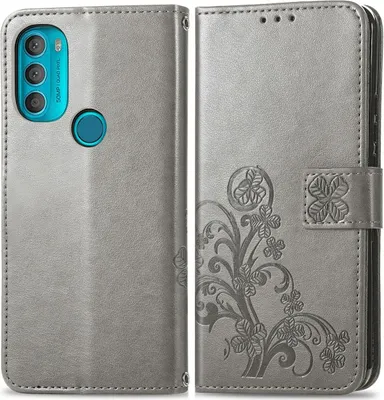 Produktbild von Mobigear Clover  Motorola Moto G71 5G Hülle Klapphülle Geldbörse - Grau