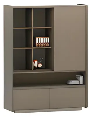 Immagine prodotto di Moderno mobile da ufficio marrone con ripiani e cassetti per archiviare i documenti