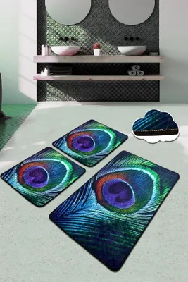 Produktbild von Bosdela 3-teiliges Badezimmerteppich Set 60x100 cmPeaCock