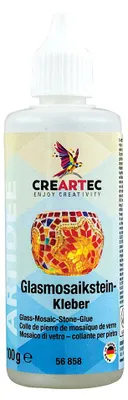 Produktbild von CREARTEC Glasmosaiksteinkleber Transparent - zum Verkleben von transparenten Mosaiksteinen auf Glas und anderen Oberflächen - Inhalt 100 ml - 56858