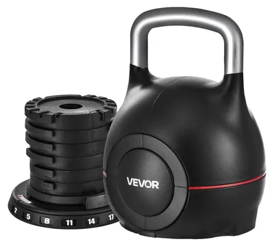 Produktbild von VEVOR Kettlebell, verstellbare Kettlebell mit 7 Gewichtsstufen (2, 5, 8, 11, 14, 17, 20 kg), aus Druckguss-Aluminium und strapazierfähigem ABS-Material, für Griffstärketraining, Ganzkörper-Workout & Cross-Training, 2-20 kg (7 Stufen)