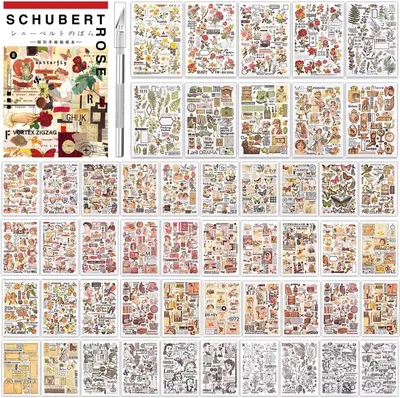 Obrázok produktu pre Samolepky do scrapbooku, Washi páska, 1500+ kusov, 50 hárkov, vodoodolné, odolné voči teplu, pre Bullet