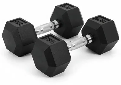 Zdjęcie produktu dla Zestaw hantli regulowanych - 2 sztuki po 10 kg - do treningu siłowego w domu - metal z powłoką elektrochemiczną, uchwyty gumowe - kolor czarny