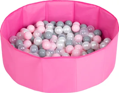 Produktbild von Selonis Faltbare Bällepool Kinder 90x30cm 100 Bunten Bälle ∅6cm - Bällebad Rund für Baby zimmer Babyspielzeug Bällebäder Plastikbälle - Rosa