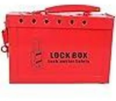 Produktbild von Lockout Tagout Box 498A Rot Edelstahl Kapazität 12 Vorhängeschlösser Leistungsschalter Ventilverriegelung