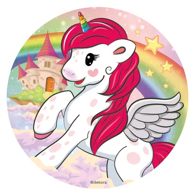 Produktbild von Fondantplatte für Torte Einhorn und Regenbogen 16cm