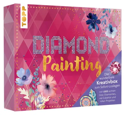 Produktbild von Die wunderbare Kreativbox Diamond Painting, Anleitungsbuch, 1800 Diamanten in 12 Farben, White