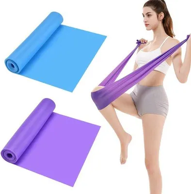 Obrázek produktu pro Elastické cvičební pásky, 2 ks, 1,5 m, modrá a fialová, unisex, elastické, pro posilování s odporem