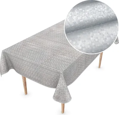 Produktbild von Tischdecke Wachstuch Premium Gepunktet Grau Robust Wasserabweisend Breite 155 cm Länge 110 cm