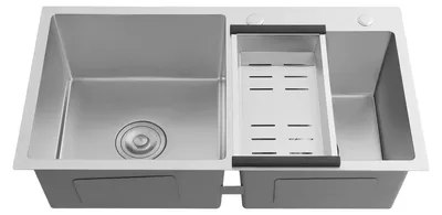 Produktbild von Küchenspüle - Einbauspüle mit Doppelbecken - Edelstahl - Mit Abtropffläche - 1 Loch - Ohne Armatur