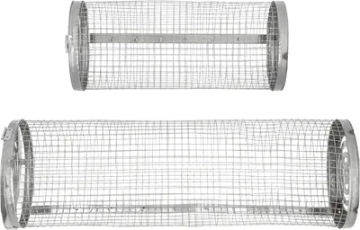 Zdjęcie produktu dla 2 SZTUK Siatka do grilla Rurka ze stali nierdzewnej Kosz do grilla Zwijana klatka do grilla na warzywa i owoce morza