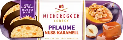 Zdjęcie produktu dla Niederegger Chleb Marcepanowy Śliwka Orzech Karmel w ciemnej czekoladzie 125g