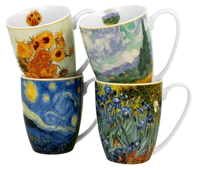 Produktbild von DUO ART GALLERY 4er-Set klassische Becher 360 ml inspired by VAN GOGH aus New Bone China Porzellan