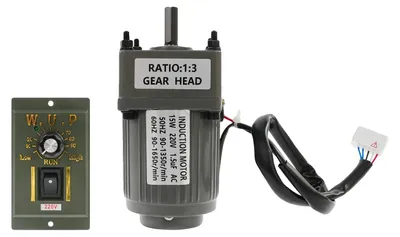 Produktbild von Getriebemotor, 15W, 90-1650 U/min, AC 220V, Getriebeuntersetzung Asynchron,