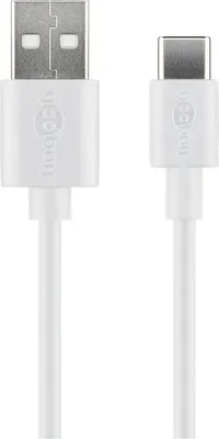 Image de Goobay 59132 Câble de charge et de synchronisation USB-C™, 3 m, blanc - connecte les appareils équipés de ports USB-C™ et USB-A entre eux
