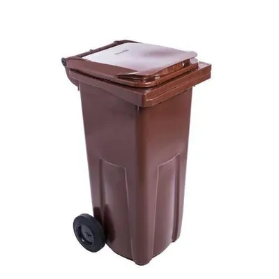 Image de Poubelle en plastique, 120 l, marron