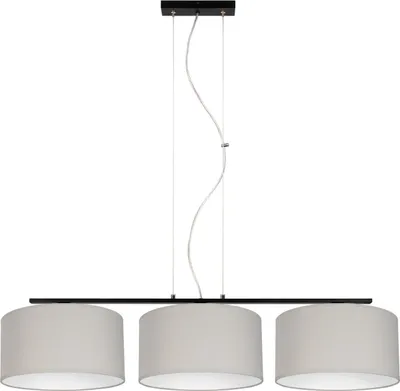 Produktbild von Pendelleuchte Stoff Metall E27 H: max. 100 cm Schwarz Grau Weiß 3-flammig länglich Modern